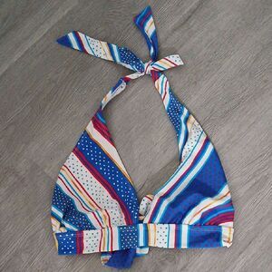 Catalina Colorful Striped Halter Bikini Top Sz L (12-14)
